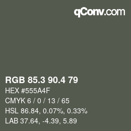 カラーコード: RGB 85.3 90.4 79 | qconv.com