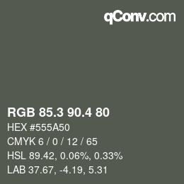 カラーコード: RGB 85.3 90.4 80 | qconv.com