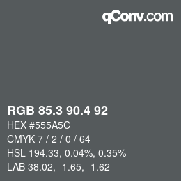 カラーコード: RGB 85.3 90.4 92 | qconv.com
