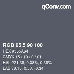 Color code: RGB 85.5 90 100 | qconv.com