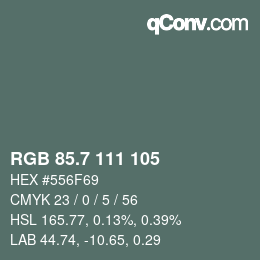 カラーコード: RGB 85.7 111 105 | qconv.com