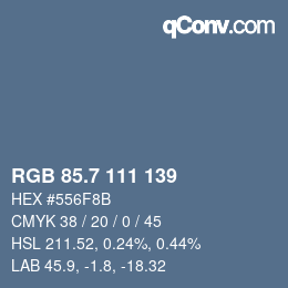 カラーコード: RGB 85.7 111 139 | qconv.com