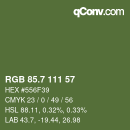 カラーコード: RGB 85.7 111 57 | qconv.com