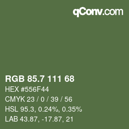カラーコード: RGB 85.7 111 68 | qconv.com