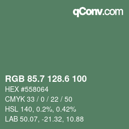 カラーコード: RGB 85.7 128.6 100 | qconv.com