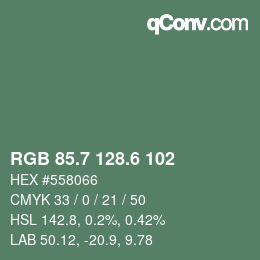 カラーコード: RGB 85.7 128.6 102 | qconv.com