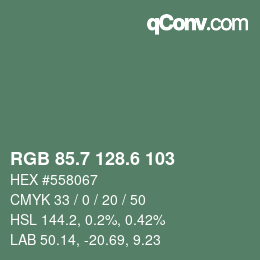 カラーコード: RGB 85.7 128.6 103 | qconv.com