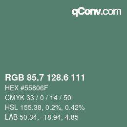 カラーコード: RGB 85.7 128.6 111 | qconv.com