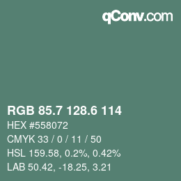 カラーコード: RGB 85.7 128.6 114 | qconv.com
