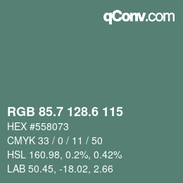 カラーコード: RGB 85.7 128.6 115 | qconv.com
