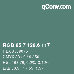 カラーコード: RGB 85.7 128.6 117 | qconv.com