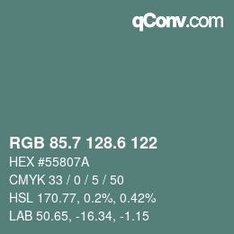 カラーコード: RGB 85.7 128.6 122 | qconv.com