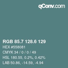 カラーコード: RGB 85.7 128.6 129 | qconv.com