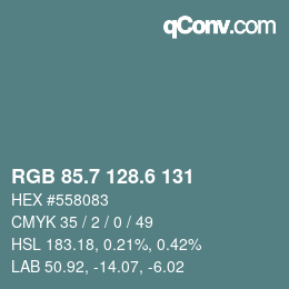 カラーコード: RGB 85.7 128.6 131 | qconv.com