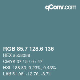 カラーコード: RGB 85.7 128.6 136 | qconv.com