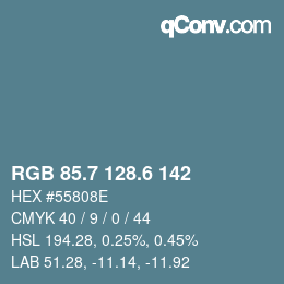 カラーコード: RGB 85.7 128.6 142 | qconv.com