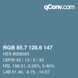 カラーコード: RGB 85.7 128.6 147 | qconv.com