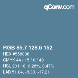 カラーコード: RGB 85.7 128.6 152 | qconv.com