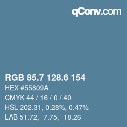 カラーコード: RGB 85.7 128.6 154 | qconv.com