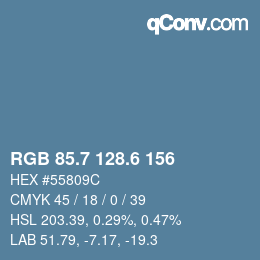 カラーコード: RGB 85.7 128.6 156 | qconv.com