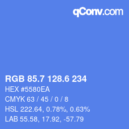 カラーコード: RGB 85.7 128.6 234 | qconv.com