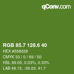 カラーコード: RGB 85.7 128.6 40 | qconv.com