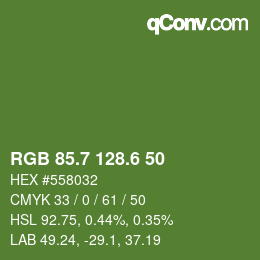 カラーコード: RGB 85.7 128.6 50 | qconv.com