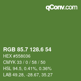 カラーコード: RGB 85.7 128.6 54 | qconv.com