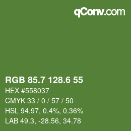 カラーコード: RGB 85.7 128.6 55 | qconv.com