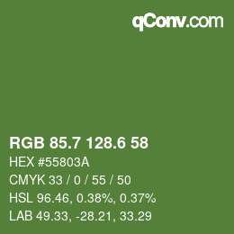 カラーコード: RGB 85.7 128.6 58 | qconv.com