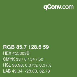 カラーコード: RGB 85.7 128.6 59 | qconv.com