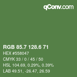 カラーコード: RGB 85.7 128.6 71 | qconv.com