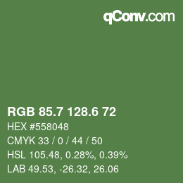 カラーコード: RGB 85.7 128.6 72 | qconv.com