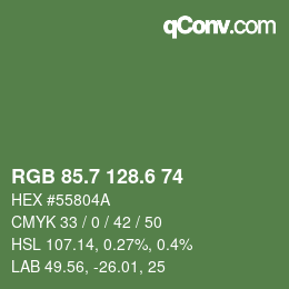 カラーコード: RGB 85.7 128.6 74 | qconv.com