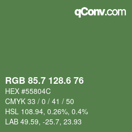 カラーコード: RGB 85.7 128.6 76 | qconv.com