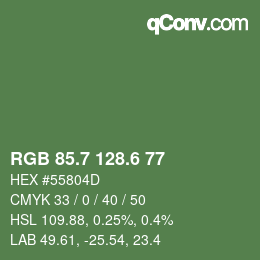 カラーコード: RGB 85.7 128.6 77 | qconv.com