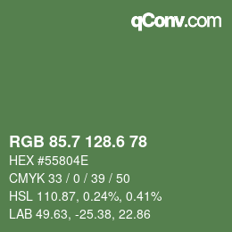 カラーコード: RGB 85.7 128.6 78 | qconv.com