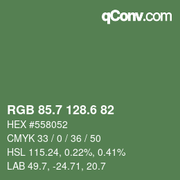 カラーコード: RGB 85.7 128.6 82 | qconv.com