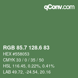 カラーコード: RGB 85.7 128.6 83 | qconv.com