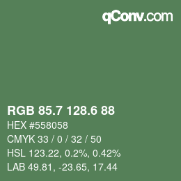 カラーコード: RGB 85.7 128.6 88 | qconv.com