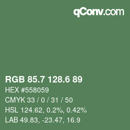 カラーコード: RGB 85.7 128.6 89 | qconv.com