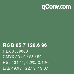 カラーコード: RGB 85.7 128.6 96 | qconv.com