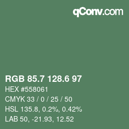 カラーコード: RGB 85.7 128.6 97 | qconv.com
