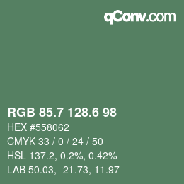 カラーコード: RGB 85.7 128.6 98 | qconv.com