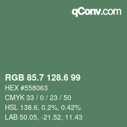 カラーコード: RGB 85.7 128.6 99 | qconv.com