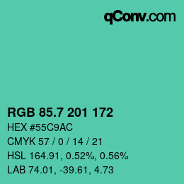 カラーコード: RGB 85.7 201 172 | qconv.com