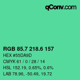 カラーコード: RGB 85.7 218.6 157 | qconv.com