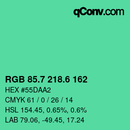 カラーコード: RGB 85.7 218.6 162 | qconv.com