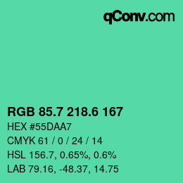 カラーコード: RGB 85.7 218.6 167 | qconv.com