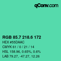 カラーコード: RGB 85.7 218.6 172 | qconv.com